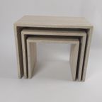 Set Van 3 Italiaanse Travertijn Nesting Tables, Jaren 70 thumbnail 4