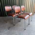 Set/4 Italian Mid-century Tavo Stoelen In Cognac Skai Leder thumbnail 12