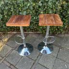 Vintage Barkruk Massief Houten Zitting 2 Stuks thumbnail 6
