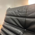 Nieuw Ligne Roset Togo Set Zwart Leer 2-Zits + 1-Zits + Poef thumbnail 8