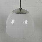 Oude Schoollamp Met Grote Glazen Bol In Opaalglas, Jaren 30 thumbnail 13