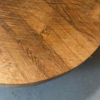 Vintage Massief Eiken Wabi Sabi Brutalist Salontafel, Rond thumbnail 3