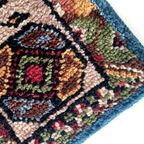 Handgeknoopt Wollen Smyrna Tapijtje. Vintage. 39x57 thumbnail 5