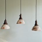 Lot De 3 Suspensions "Gal" En Verre Mercurisé, Années 1930 thumbnail 4