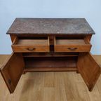 Vintage Frans Dressoir Commode, Ladekast Badkamermeubel Met Marmer Blad 105 thumbnail 10