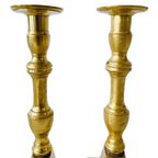 Set Zware Vlaamse Messing Gouden Kandelaars Vierkant 1900’s thumbnail 6