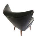 Vintage Cocktailstoel/Clubfauteuil Zwart Skai, Jaren '50 thumbnail 4