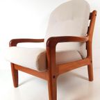 Vintage Deense Dyrlund Fauteuil Nieuw Gestoffeerd Crème Wol thumbnail 3