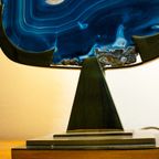 Fine Brass & Blue Agate Stone Lamp thumbnail 3