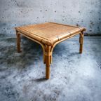 Vintage Bamboo Vierkante Coffee Table / Salontafel Met Rotan thumbnail 4