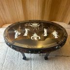 Chinese Salontafel Met Hout Snijwerk (Inclusief 6 Krukken) thumbnail 8