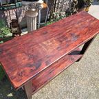 Donker Teakhouten Sidetable, Wandtafel, Console Afm. 120x40cm En 74cm Hoog thumbnail 5