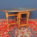 Antieke Engelse Hangoor Tafel Met Groen Leer Ingelegd Blad thumbnail 5