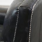 Luxe Zwarte Generfde Rundleren Fauteuil/Armchair Met Een Diepe Zit En Een Correcte Afwerking thumbnail 14