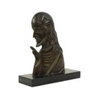Bronzen Art Deco Beeld Christus Profiel Salvatore Melani Kunst 1930 thumbnail 2