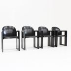 Dialogo Zwarte Leren Eetkamerstoelen Van Afra En Tobia Scarpa Voor B&B Italia, 1974, Set Van 4 thumbnail 15