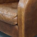 Set Van 2 Comfortabele Cognac-Kleurige Rundleren Armchairs Met Een Strak Design thumbnail 14