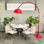Rode Arc Lamp Met Ovalen Tulip Voet - Italië Jaren 70 thumbnail 13