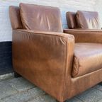 Stel Strakke Leren Fauteuils In Nette Staat, Art Deco Stijl,75 Cm Hoog Achterkant Prijs/Set thumbnail 13