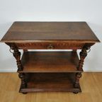 Landelijke Frans Eikenhouten Sidetable Wandtafel Met Lade thumbnail 5