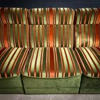 Mid-Century Design Velvet Stof Hoekbank – Groen Met Oranje Strepen thumbnail 6