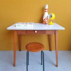 Vintage Tafeltje, Formica Blad, Demontabel, Met Lade, Tafel thumbnail 7