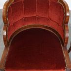 Unieke Set Van 4 Originele Art Deco “wolken” Eetkamerstoelen Met Luxe Rode Bekleding thumbnail 8