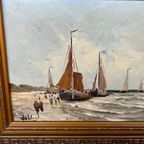 Gesigneerd Schilderij "zeegezicht" thumbnail 3