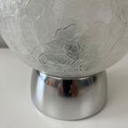 2x Vintage Tafellamp Bol Craqueléglas, Chromen Voet Doria thumbnail 3