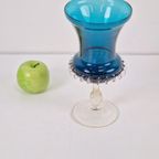 Mid Century Blauwe Murano Glas Vaas Mondgeblazen 1960 Rare thumbnail 4