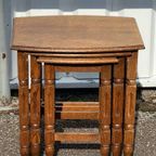 Houten Vintage Nesting Tables Bijzettafels Set Van 3 thumbnail 4