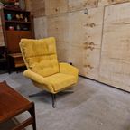 60's Nieuw Bekleed Vintage Draaifauteuil Draaistoel Geel thumbnail 4