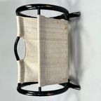 Vintage Ronde Lectuurbak / Tijdschriftenrek, Zwart Rotan, 1970's thumbnail 6