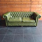 Groene Chesterfield Drie Zit Bank Van Springvale thumbnail 11