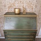 Groen Secretaire/ Vintage Kast In Donker Groen/ Kast Met Lades thumbnail 3