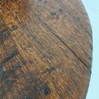 Rustic Oak Brutalist Ronde Koffie Tafel Frankrijk 1960S thumbnail 3
