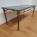 Vintage Hollywood Regency Messing Koffietafel Salontafel Met Marmer Blad thumbnail 5
