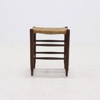 Vintage French Oak And Rush Stool 1950S thumbnail 3