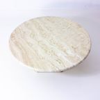 Round Travertine Coffee Table With Wavy Pattern thumbnail 2