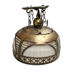 Amsterdamse School / Hanging Lamp / Copper / Linen / 1920s / Johanna Van Eijbergen For G.dikkers thumbnail 9