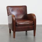 Comfortabele Schapenleren Fauteuil/ Armchair Met Een Mooi Patina En Warme Kleuren thumbnail 2