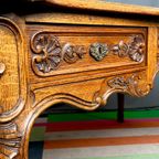 Antiek Luiks Bureau In Gesneden Eikenhout In Regency-Stijl. thumbnail 3