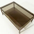 Two Tier Brass And Smoked Glass Coffee Table 1970s thumbnail 11
