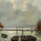 Albert Bern (1898-1968) "zeegezicht". Impressionisme. Olieverf Op Doek. thumbnail 2