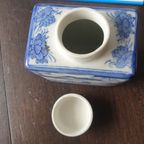 Porseleinen Thee Bewaar Pot Met Dop Blauw Wit thumbnail 2