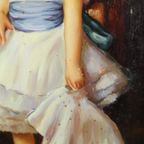 Charmant Schilderij Jong Meisje Gouden Lijst Lady Sybil Primrose thumbnail 14
