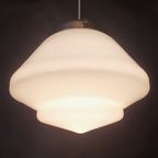 Vintage Art Deco Glazen Conische Hanglamp / Schoollamp thumbnail 6