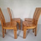 4 Massief Grenen Scandinavische Brutalist Vintage Stoelen thumbnail 8