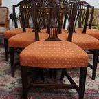 Mahoniehouten George Iii-Stijl Hepplewhite-Eetkamerstoelen. thumbnail 2