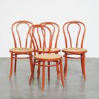 Super Charmante Set Van 4 Rode Vintage Thonet Design Bistrostoelen. thumbnail 2